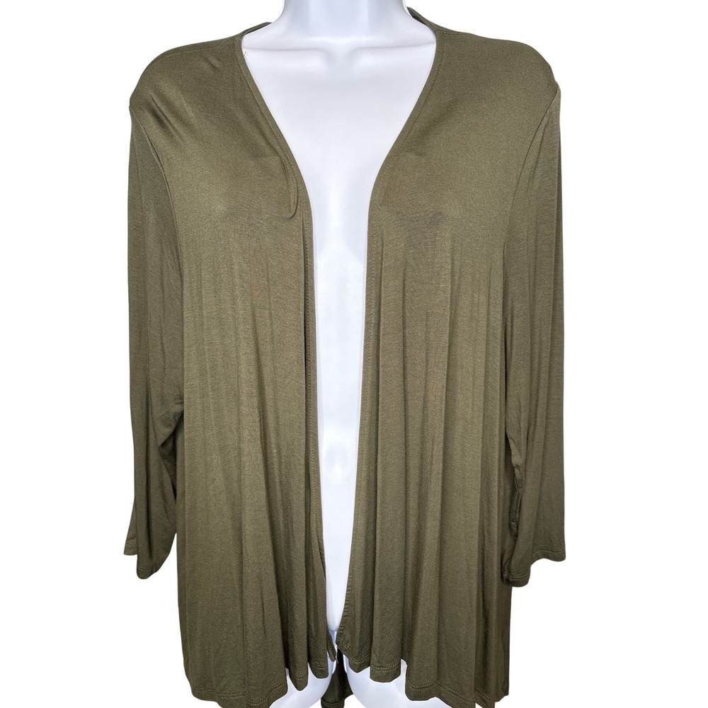 Torrid Super Soft Knits Womens Olive Green Open Front‎ Cardigan Sz 2X Minimalist